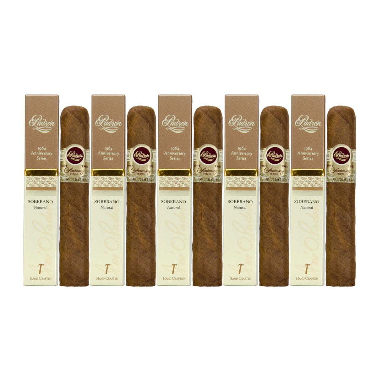 Padron 1964 Anniversary Series Soberano Natural 5 x 52 Robusto Tubo Cigars 5 Pack