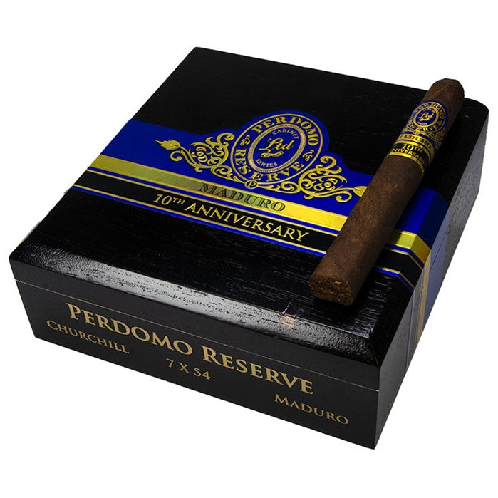 Perdomo Reserve 10th Anniversary Maduro Churchill 7 x 54 Cigars Box of 25