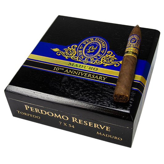 Perdomo Reserve 10th Anniversary Maduro Torpedo 7 x 54 Cigars Box of 25