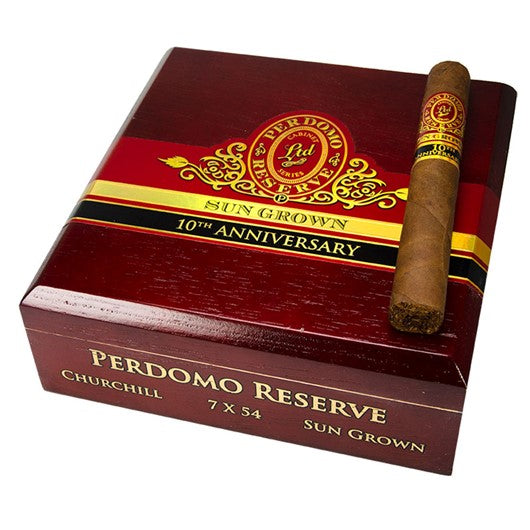 Perdomo Reserve 10th Anniversary Sun Grown Churchill 7 x 54 Cigars Box of 25