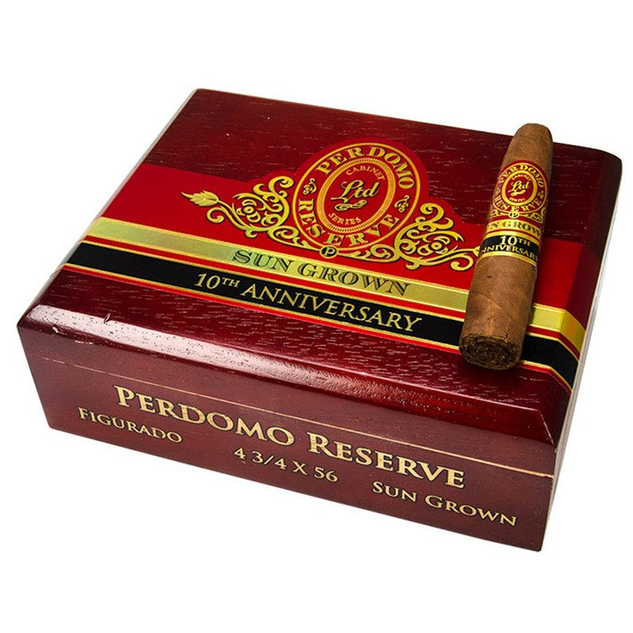 Perdomo Reserve 10th Anniversary Sun Grown Figurado 4 3/4 x 44/56 Cigars Box of 25