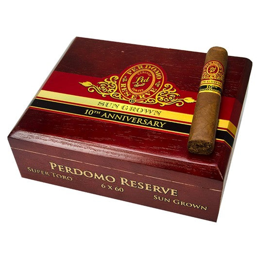 Perdomo Reserve 10th Anniversary Sun Grown Super Toro 6 x 60 Cigars Box of 25