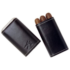 Xikar Envoy Black Leather 3 Finger Cigar Case