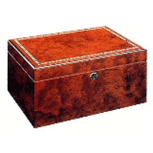 Burlwood Finish 100 count Humidor with Inlay Top