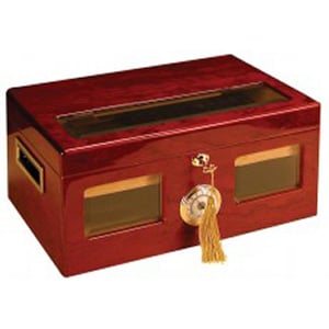 Cherry Finish 100 count Humidor with Glass top