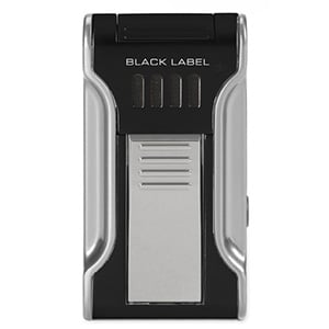 Black Label Flat Flame Cigar Torch Lighter Black & Chrome