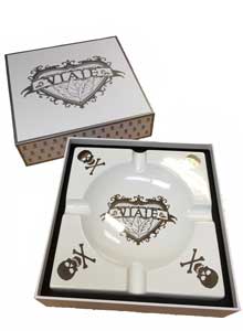 Viaje Skull and Bones White and Silver Cigar Ashtray